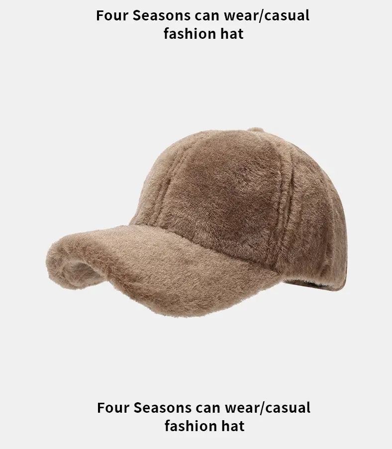 Pink Plush Baseball Cap for Men Women Warm All Season — feature 9