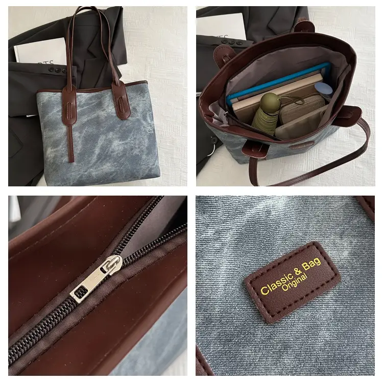 Vintage Women's Textured Shoulder Bag with Cute Keychain — feature 9