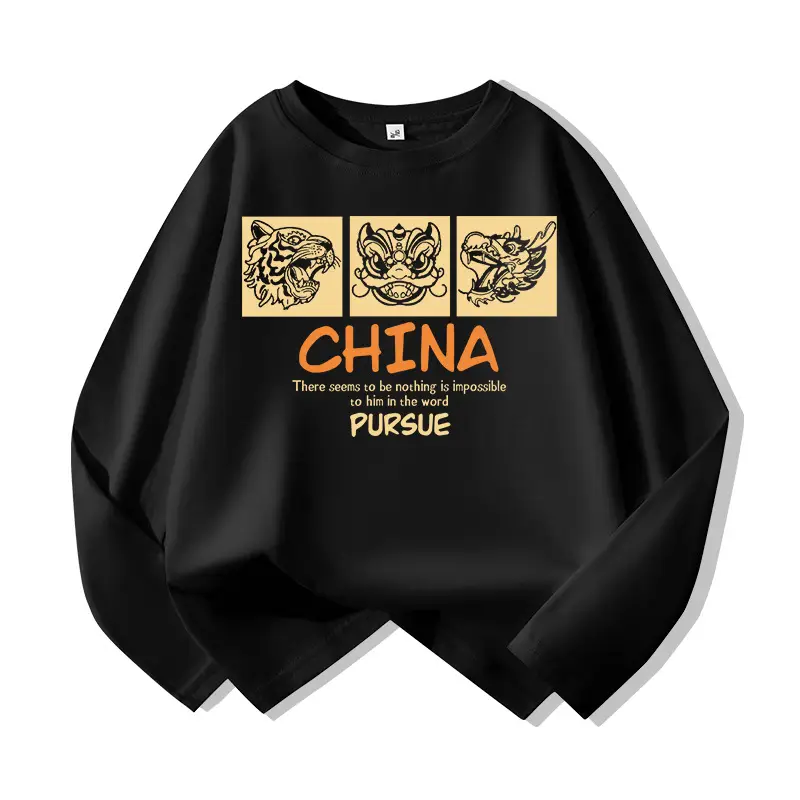 Boys China Sweatshirt Long Sleeve Black Grey