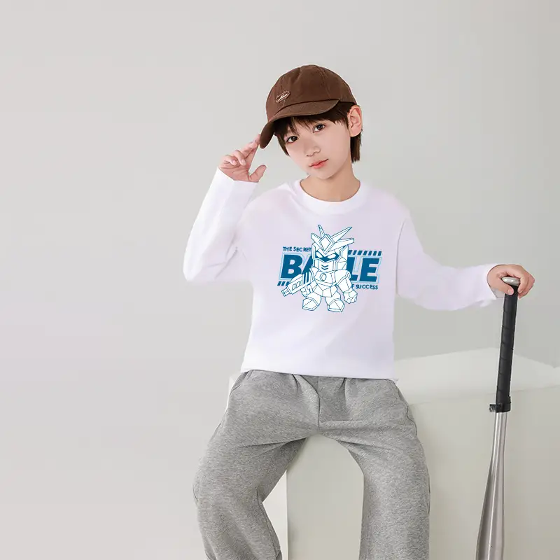 Children's Blue Cartoon Robot Long Sleeve T-Shirt - Image 9