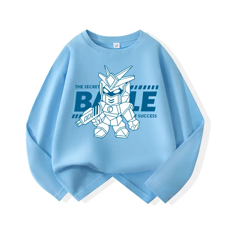 Children's Blue Cartoon Robot Long Sleeve T-Shirt - Image 4