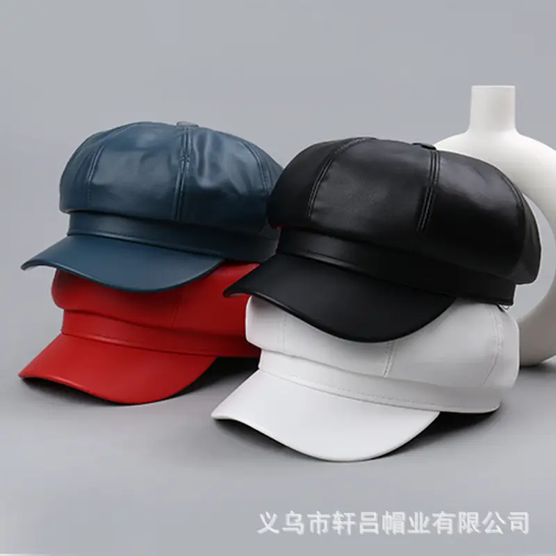 Blue Korean Style PU Leather Cap for Boys - Image 11