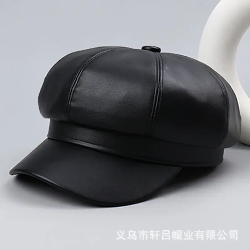 Blue Korean Style PU Leather Cap for Boys - Image 3
