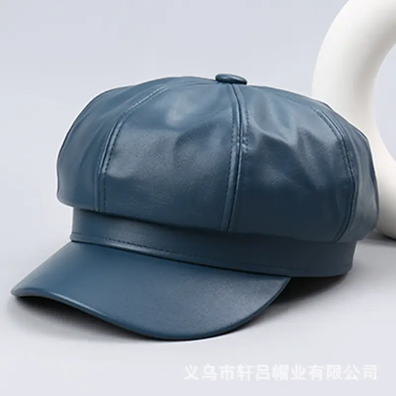 Blue Korean Style PU Leather Cap for Boys - Image 7