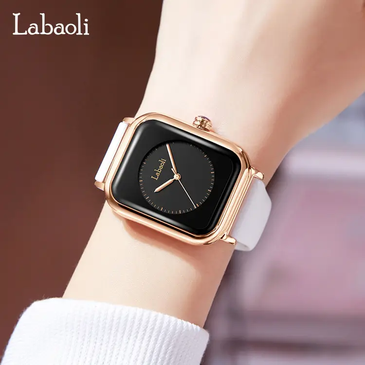 Lapaoli Square Watch Black Silicone Waterproof Women's Quartz - Image 6