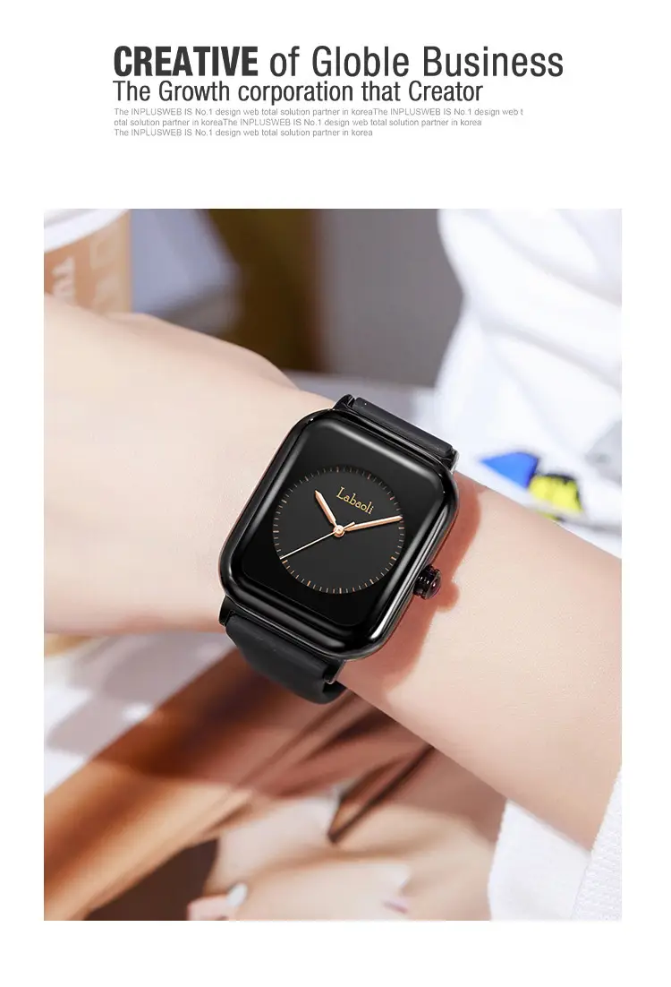 Lapaoli Square Watch Black Silicone Waterproof Women's Quartz — feature 13