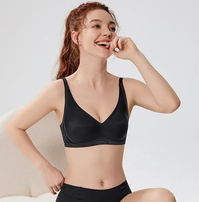 New Flocking Seamless Bra Stereo Cup Cross Support Invisible Bra Ladies Comfortable Breathable — feature 25