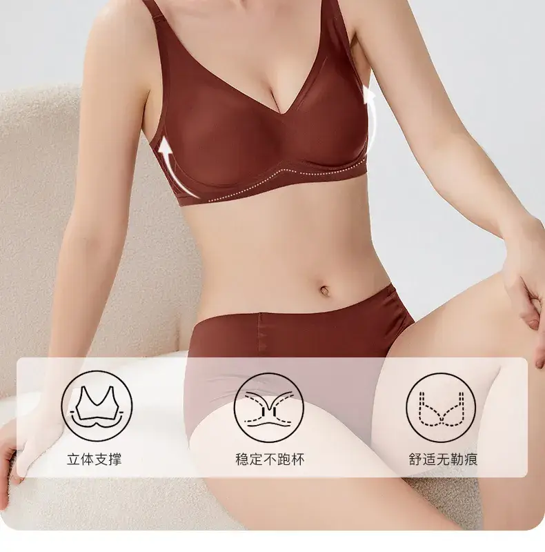New Flocking Seamless Bra Stereo Cup Cross Support Invisible Bra Ladies Comfortable Breathable — feature 9