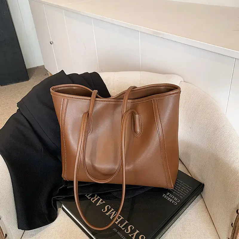 Korean Style Textured Shoulder Bag Brown 2023 - Image 7