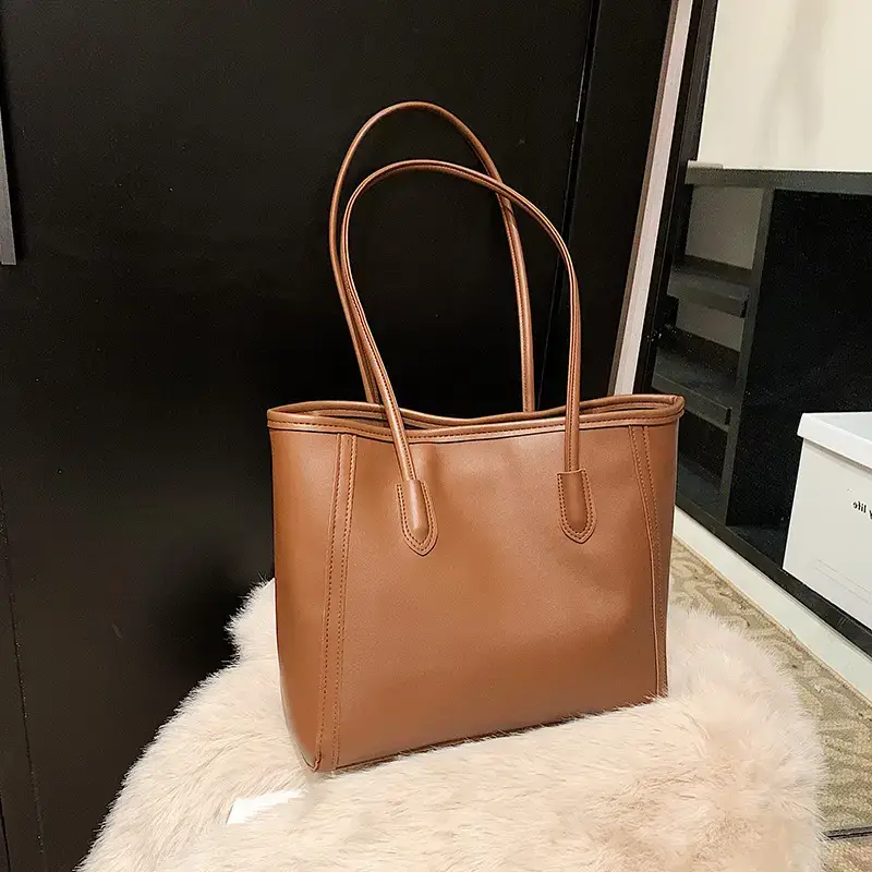 Korean Style Textured Shoulder Bag Brown 2023 - Image 9
