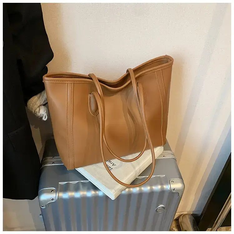 Korean Style Textured Shoulder Bag Brown 2023 — feature 25