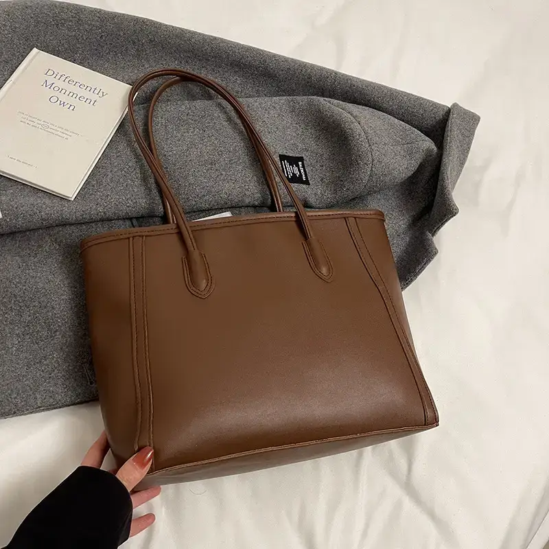 Korean Style Textured Shoulder Bag Brown 2023 - Image 3
