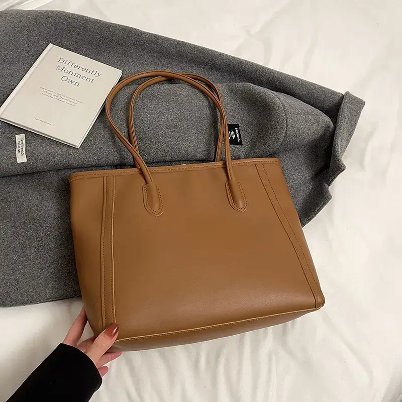 Korean Style Textured Shoulder Bag Brown 2023 - Image 4