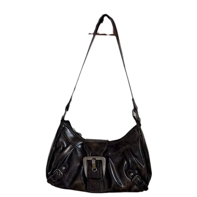 Black Leather Retro Shoulder Bag for Women - Image 7