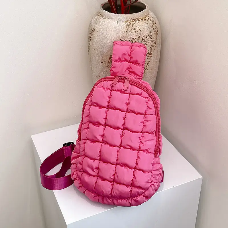 Pink Rhombus Shoulder Bag Large Capacity Korean Style - Image 8