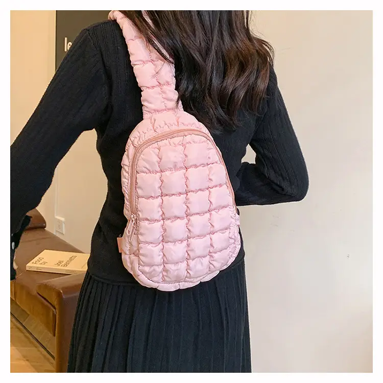Pink Rhombus Shoulder Bag Large Capacity Korean Style — feature 10