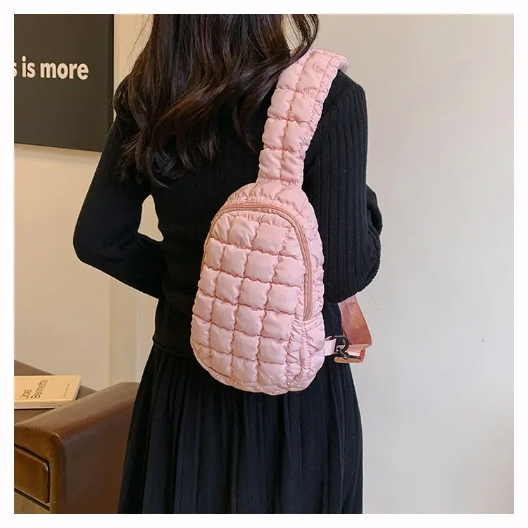 Pink Rhombus Shoulder Bag Large Capacity Korean Style — feature 11