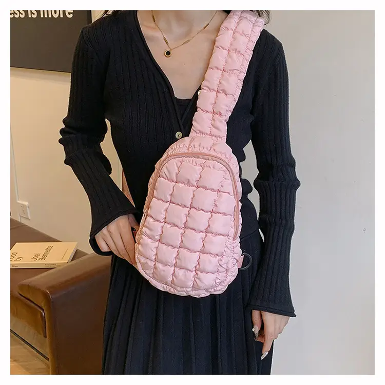 Pink Rhombus Shoulder Bag Large Capacity Korean Style — feature 12
