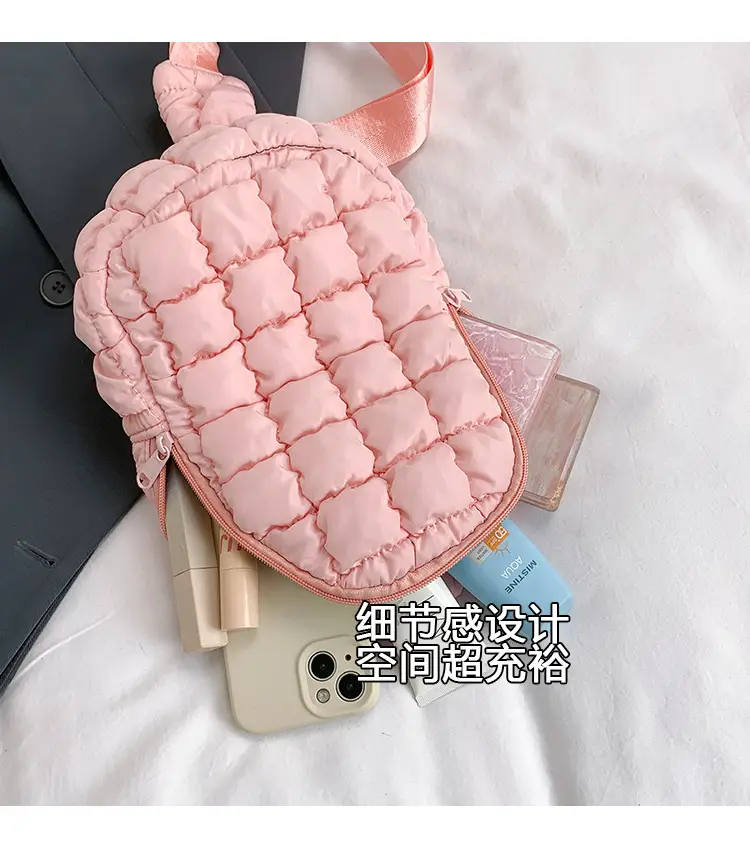 Pink Rhombus Shoulder Bag Large Capacity Korean Style — feature 5