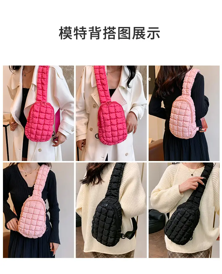 Pink Rhombus Shoulder Bag Large Capacity Korean Style — feature 6