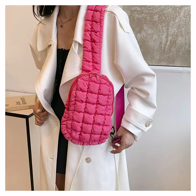 Pink Rhombus Shoulder Bag Large Capacity Korean Style — feature 8