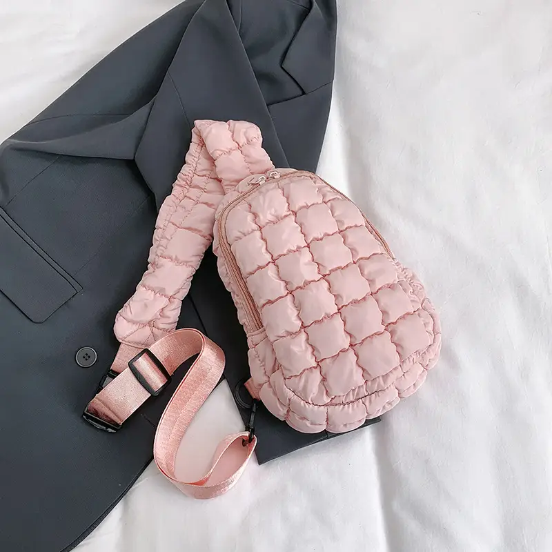 Pink Rhombus Shoulder Bag Large Capacity Korean Style - Image 4