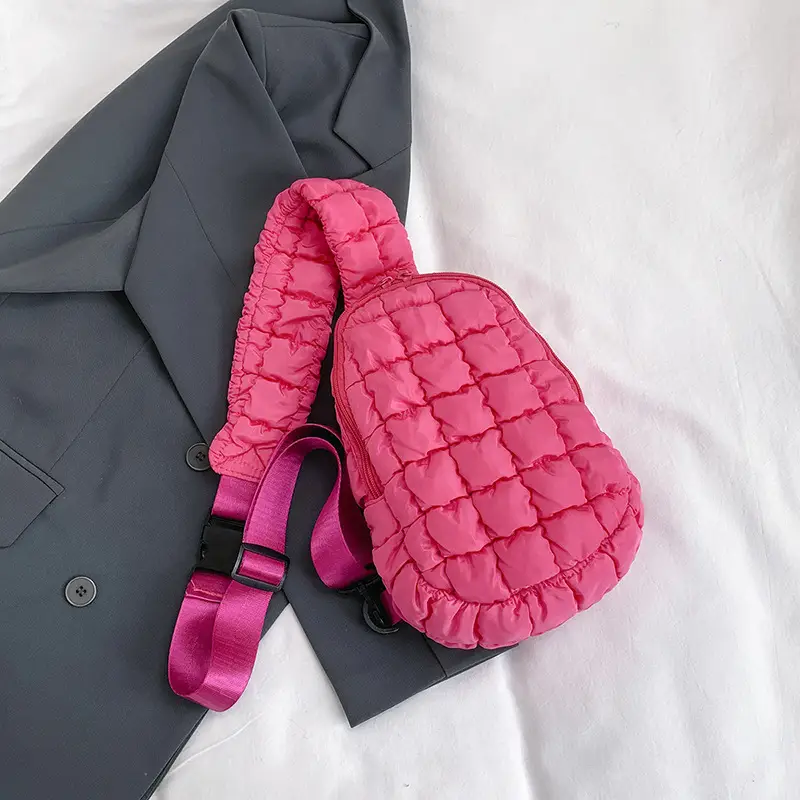 Pink Rhombus Shoulder Bag Large Capacity Korean Style - Image 5