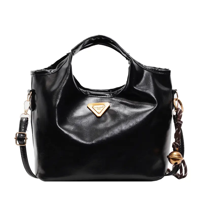 Retro Brown Bucket Bag with Gold Plated Logo