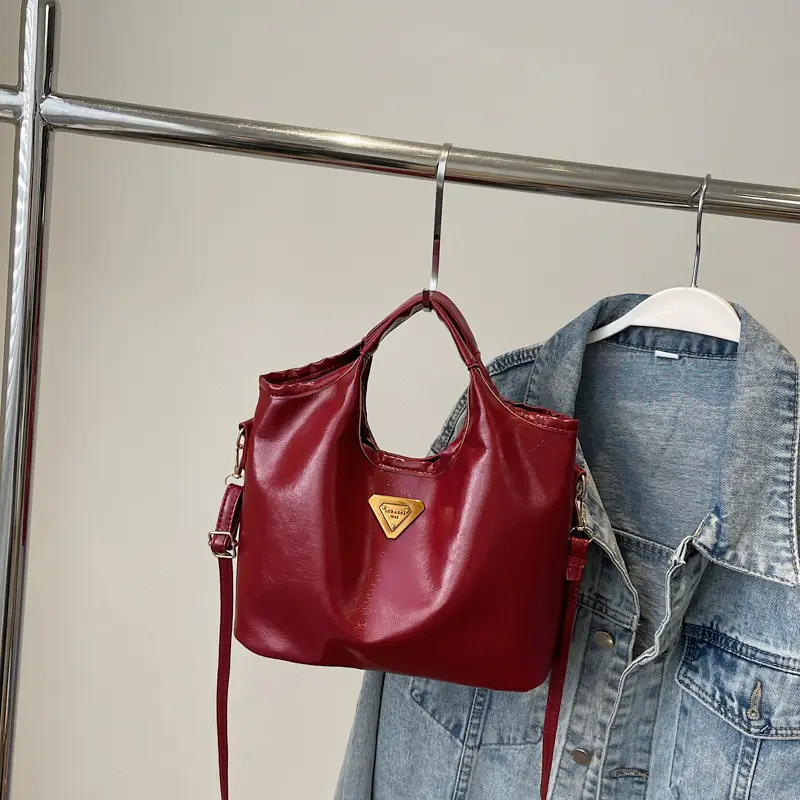 Retro Brown Bucket Bag with Gold Plated Logo