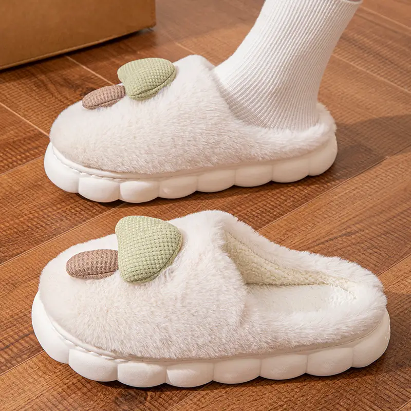 Mushroom Cotton Slippers Women's Autumn and Winter Couple Thickened Indoor Home Non-Slip Carto Mushroom Slippers - Image 7