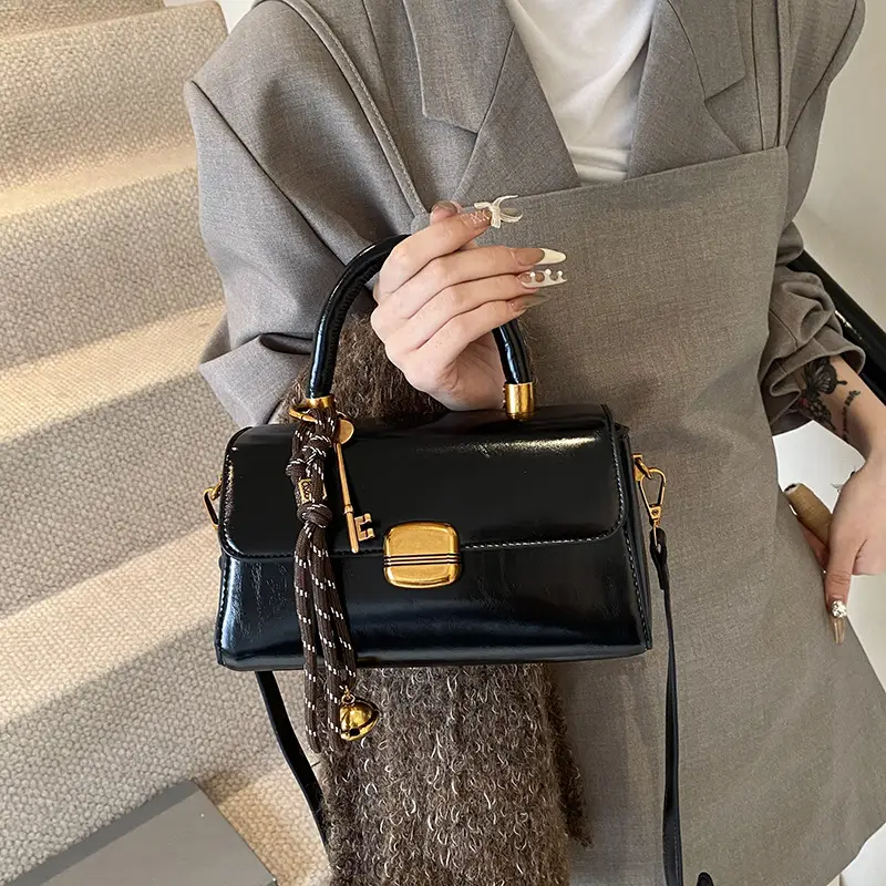 Black Korean Style Shoulder Crossbody Handbag 2024