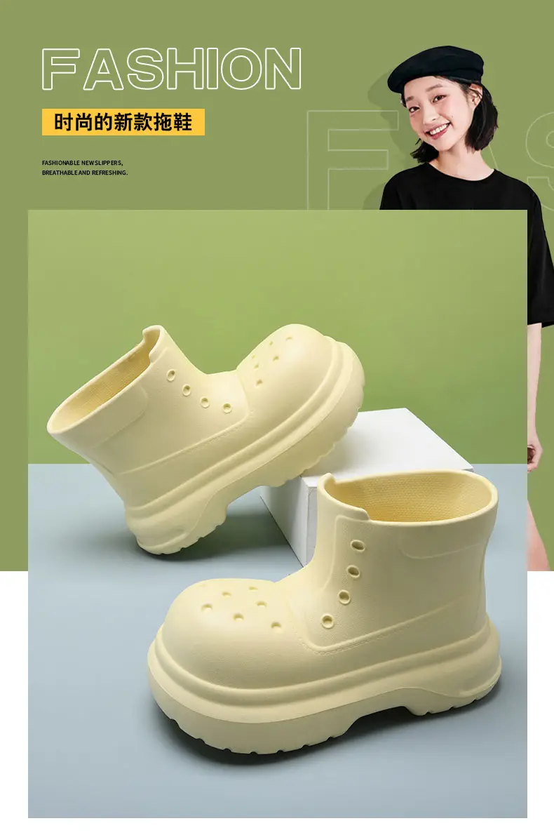 Thick bottom rain boots women's adult 2024 new waterproof non-slip short tube outer wear four seasons fashion rain boots water shoes direct sales — feature 3