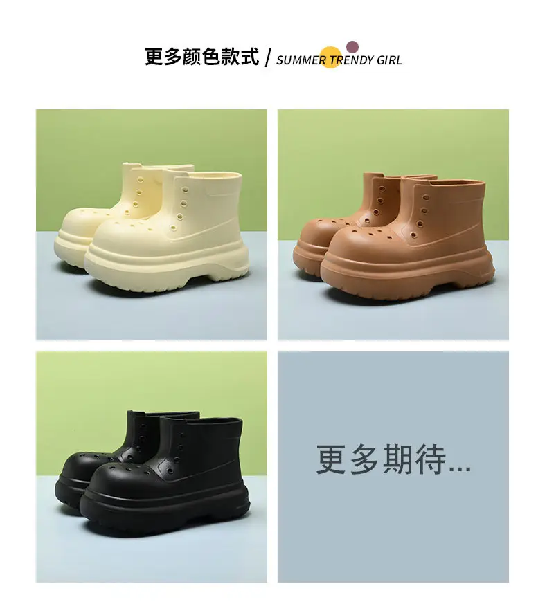 Thick bottom rain boots women's adult 2024 new waterproof non-slip short tube outer wear four seasons fashion rain boots water shoes direct sales — feature 5