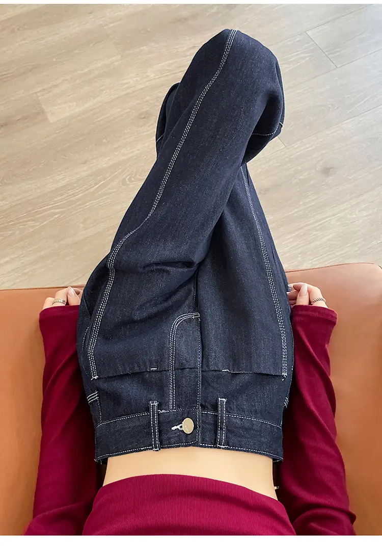 American Style Wide Leg Jeans Women Dark Blue Autumn — feature 20