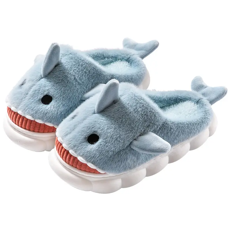 Shark Cotton Slippers Women's Winter Cartoon Cute Indoor Home Couple Wearing Warm Thick-soled Woolen Slippers Men's Cotton Shoes