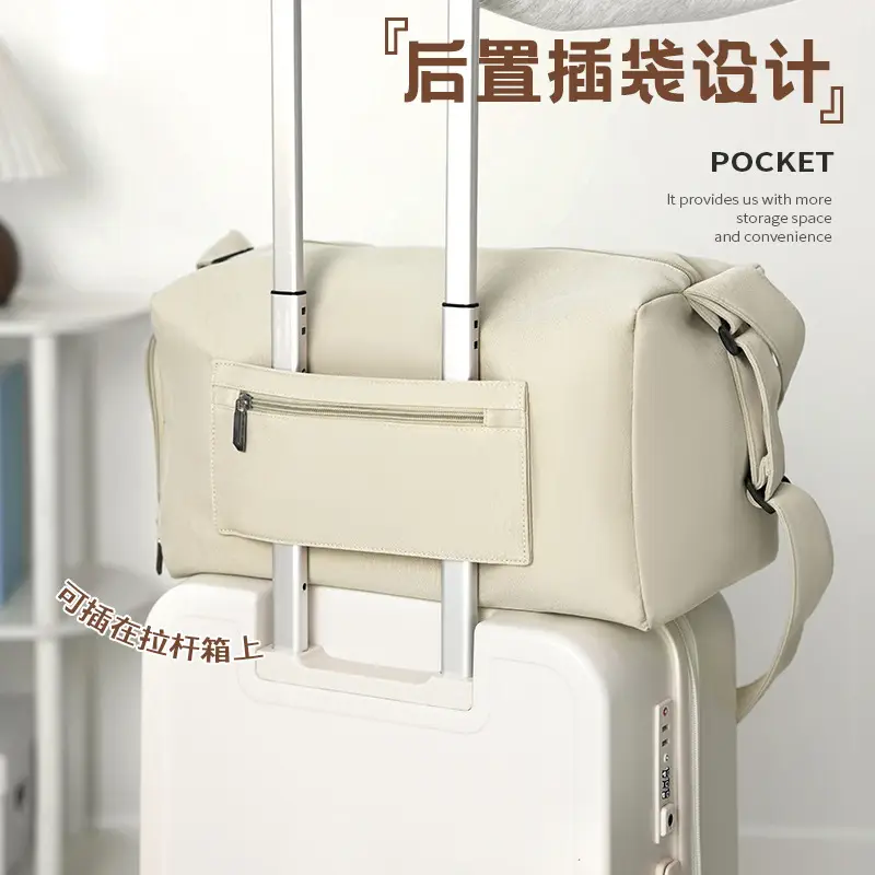 Women's Beige Lightweight Travel Bag with Adjustable Strap - Image 5