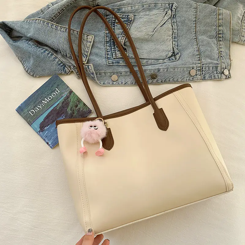 Stylish Korean Style Shoulder Tote Bag Beige 2026 - Image 6