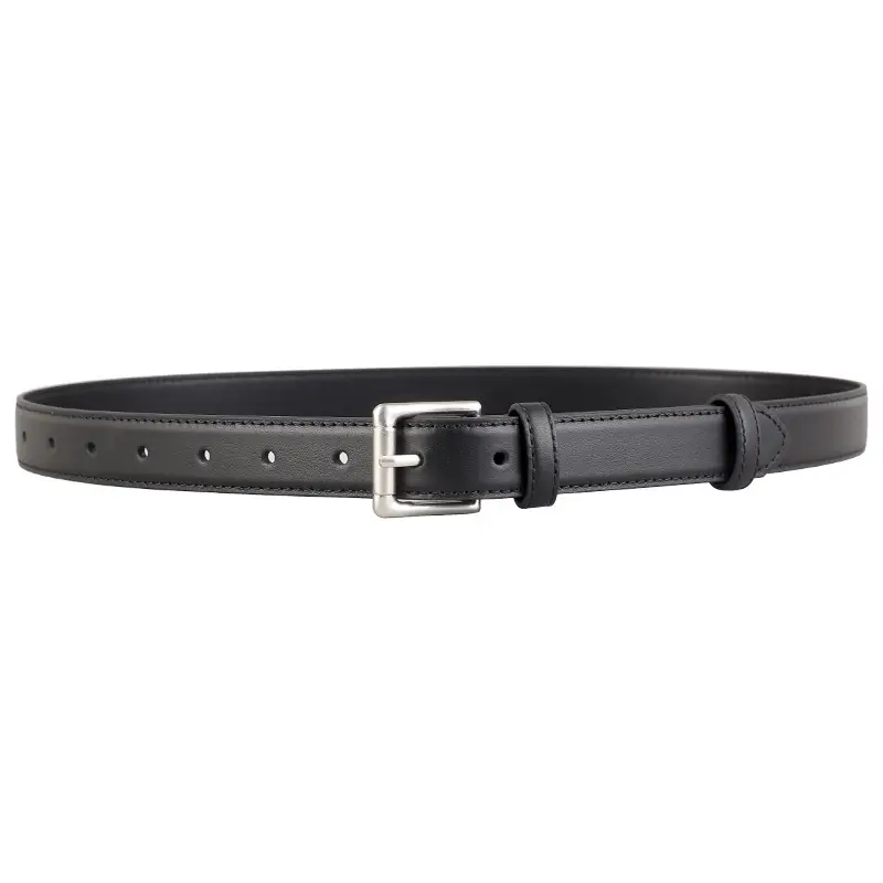 Women's Black Leather Belt with Silver Pin Buckle - Image 8