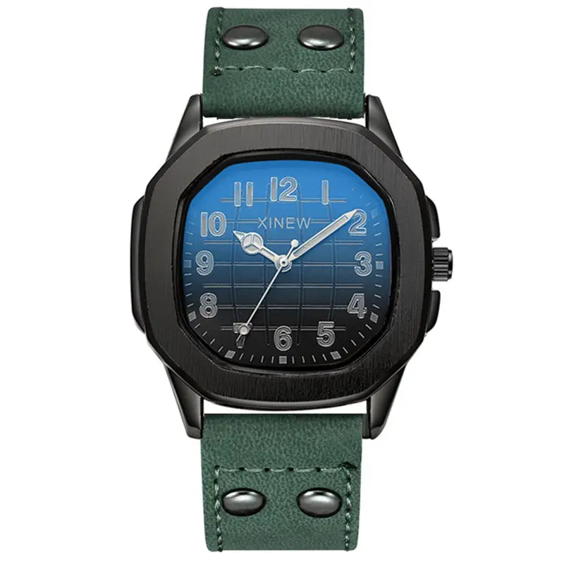Men's Blue Dial Leather Band Quartz Watch - Image 13