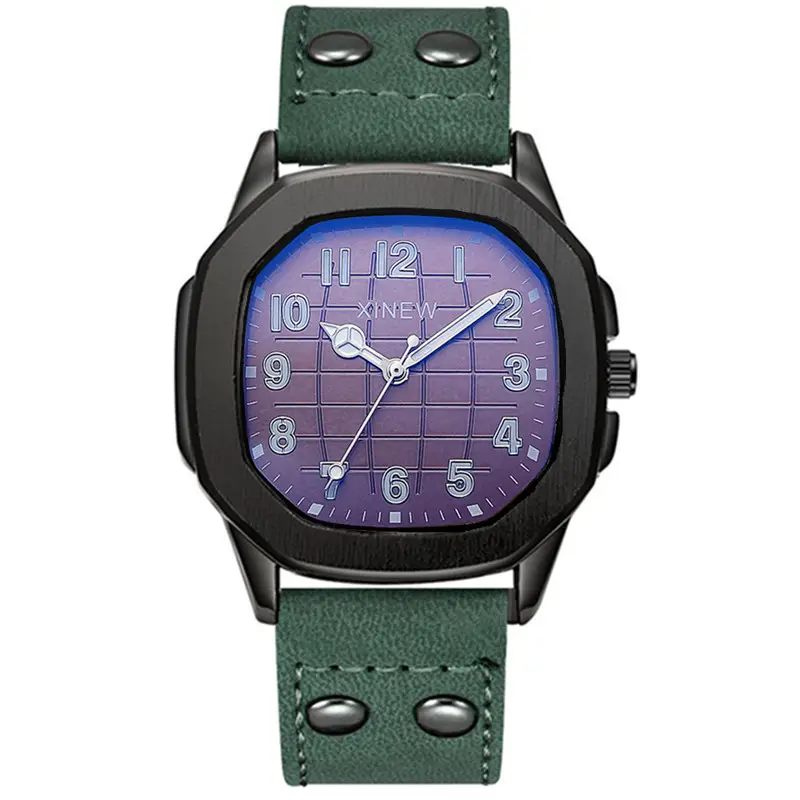 Men's Blue Dial Leather Band Quartz Watch - Image 16