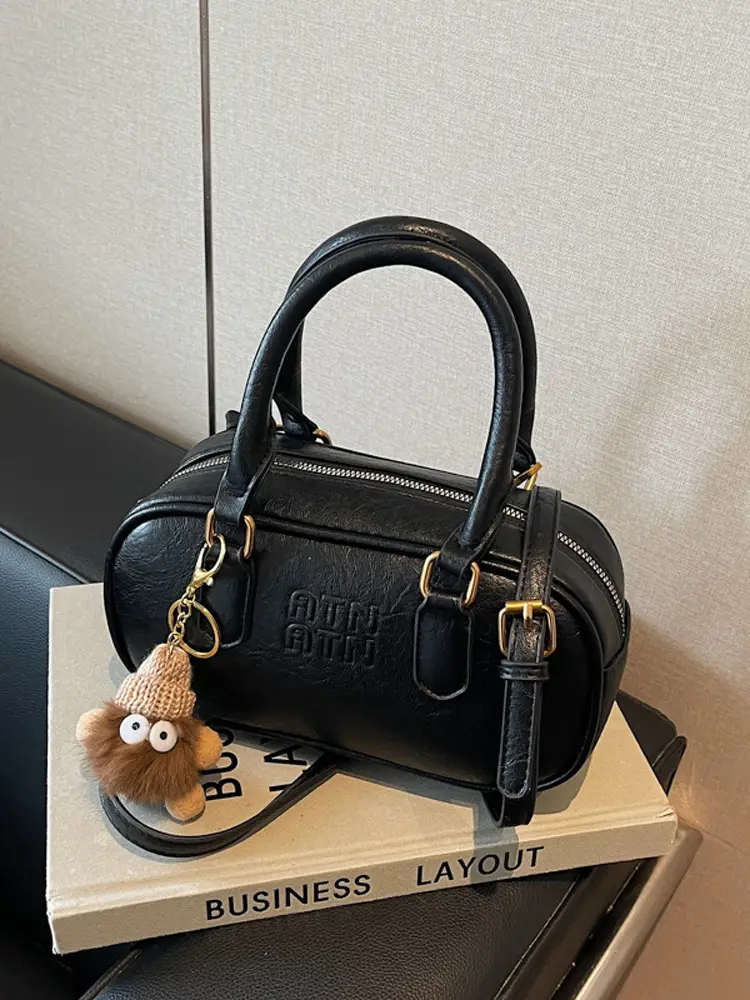 Vintage Black Shoulder Crossbody Bag for Women 2024