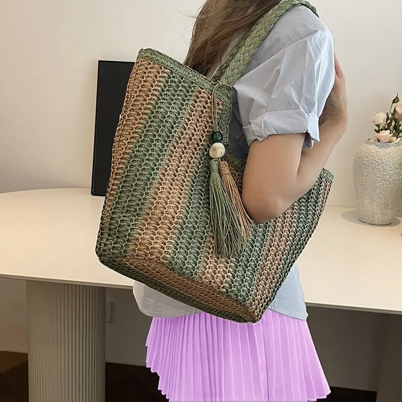 Women Straw Bag Large Capacity Beach Tote 2024 - Image 7