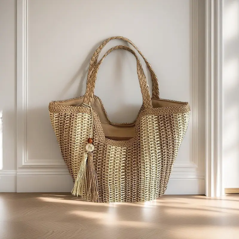 Women Straw Bag Large Capacity Beach Tote 2024 - Image 3
