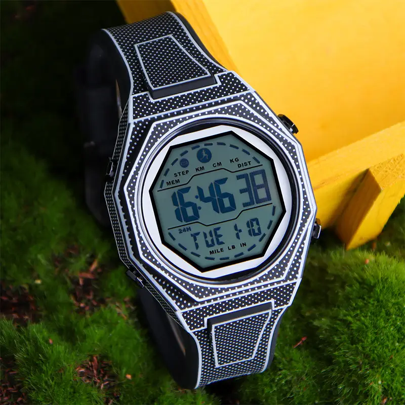 Men's Waterproof Digital Watch with Diamond-Decorated Dial - Image 5
