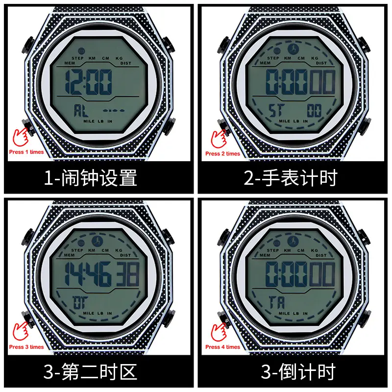 Men's Waterproof Digital Watch with Diamond-Decorated Dial - Image 6