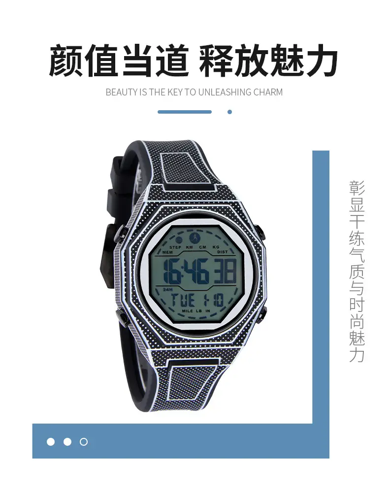 Men's Waterproof Digital Watch with Diamond-Decorated Dial — feature 3