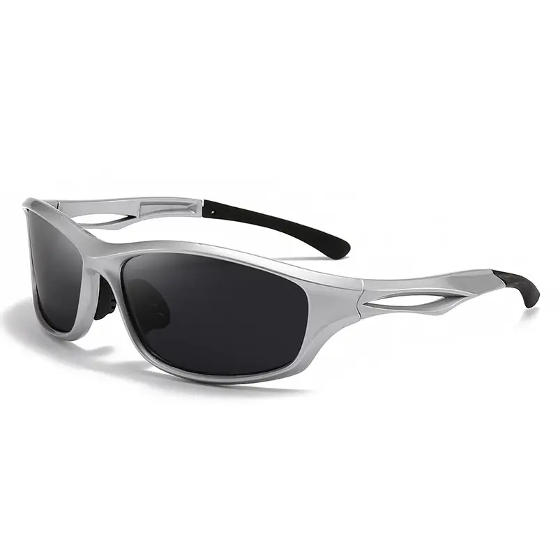 Men's Silver Polarized Sunglasses Black Lenses - Image 10