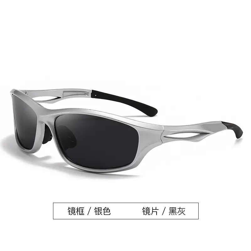 Men's Silver Polarized Sunglasses Black Lenses - Image 2