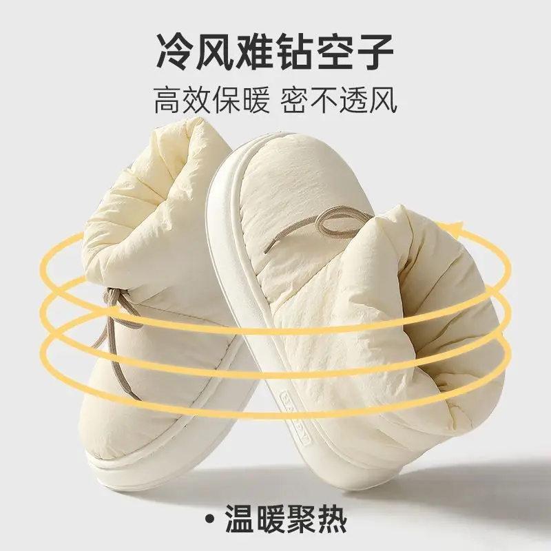 Down Cloth Cotton Slippers Men's Winter High-top Waterproof Snow Boots Outer Wear Non-slip Home Warm Plush Cotton Shoes for Men - Image 19