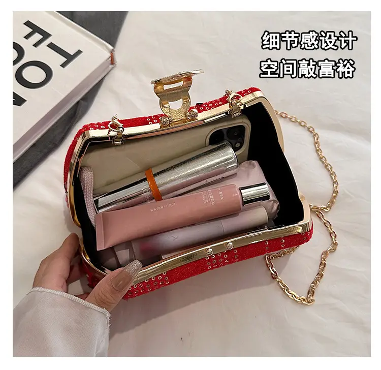 Red Sequin Chain Shoulder Bag for Women — feature 10
